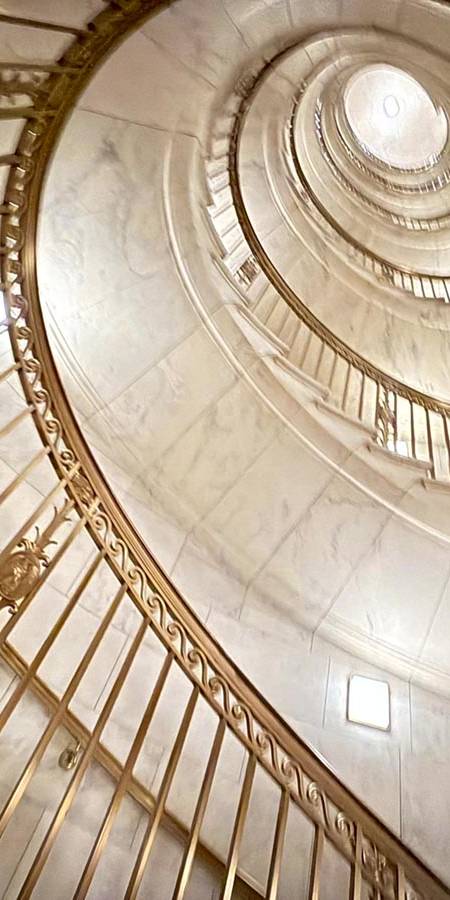 Spiral staircase seen from below