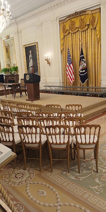 Stage with podium.